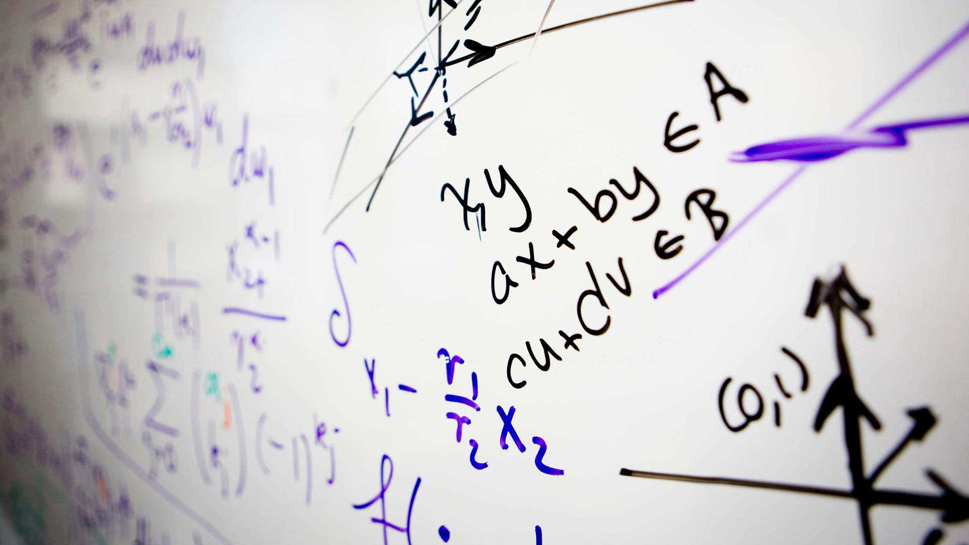 Mathematical equations on a whiteboard. 