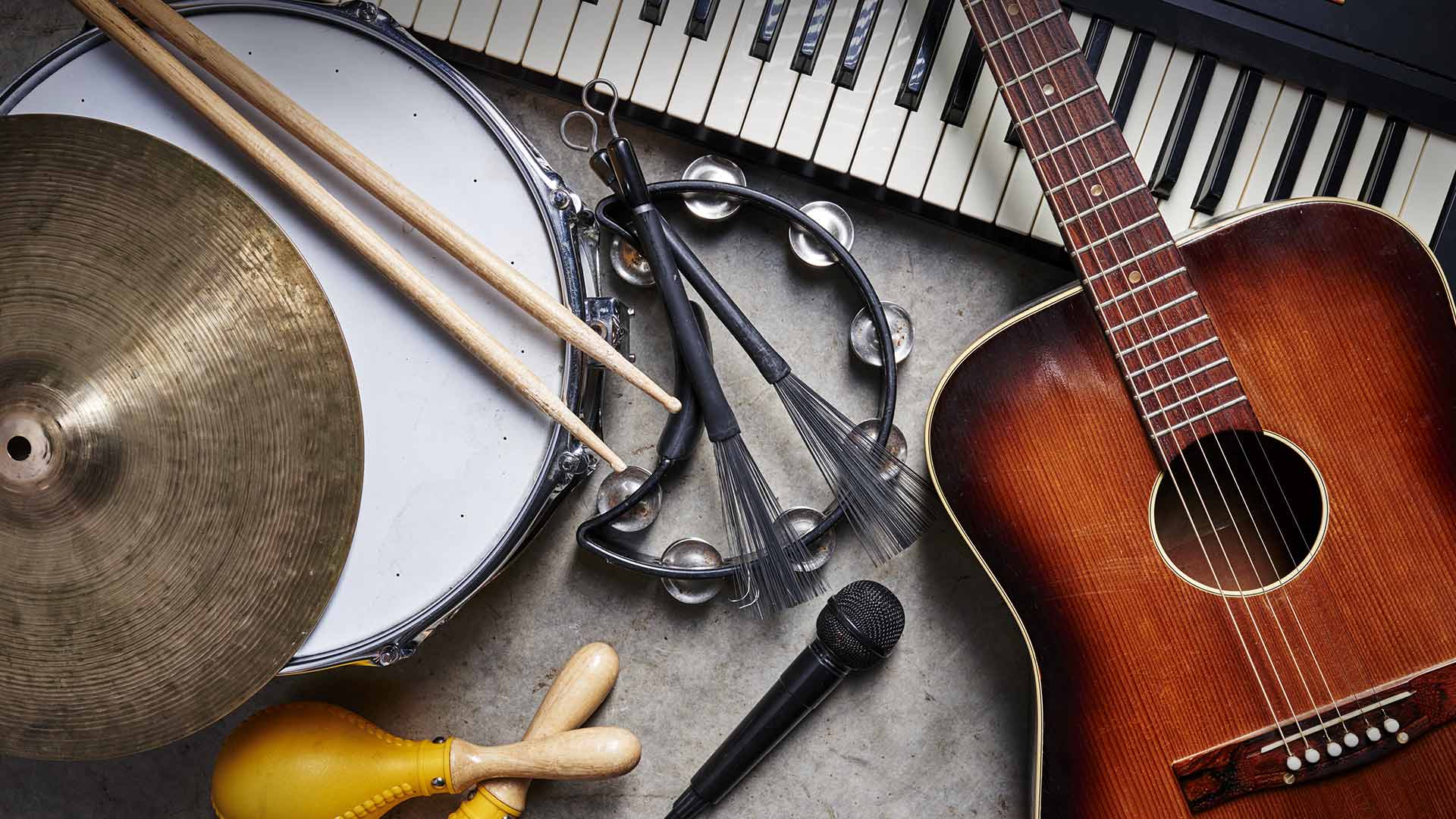 Instruments laid out on a table.