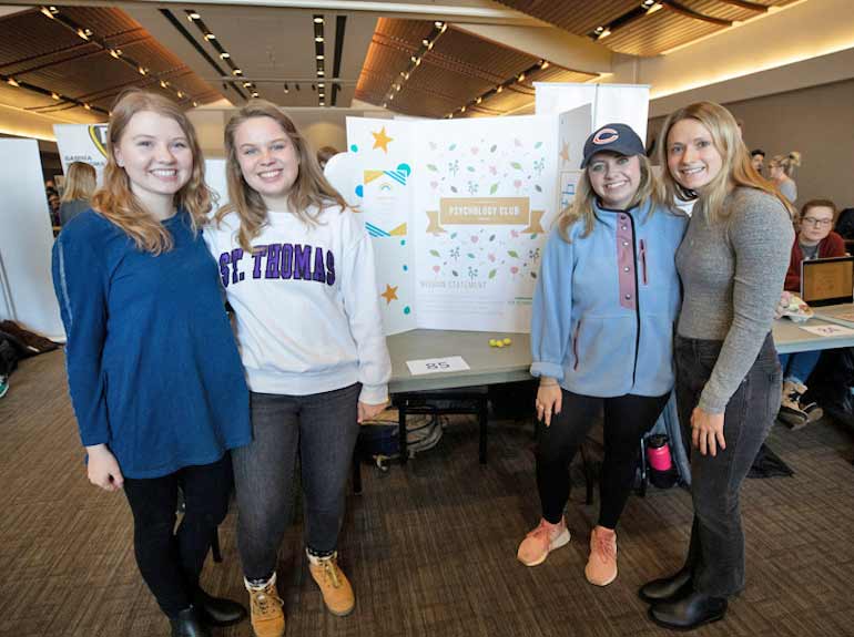 The Psychology Club poses for a photo during the Spring Activities Fair. 