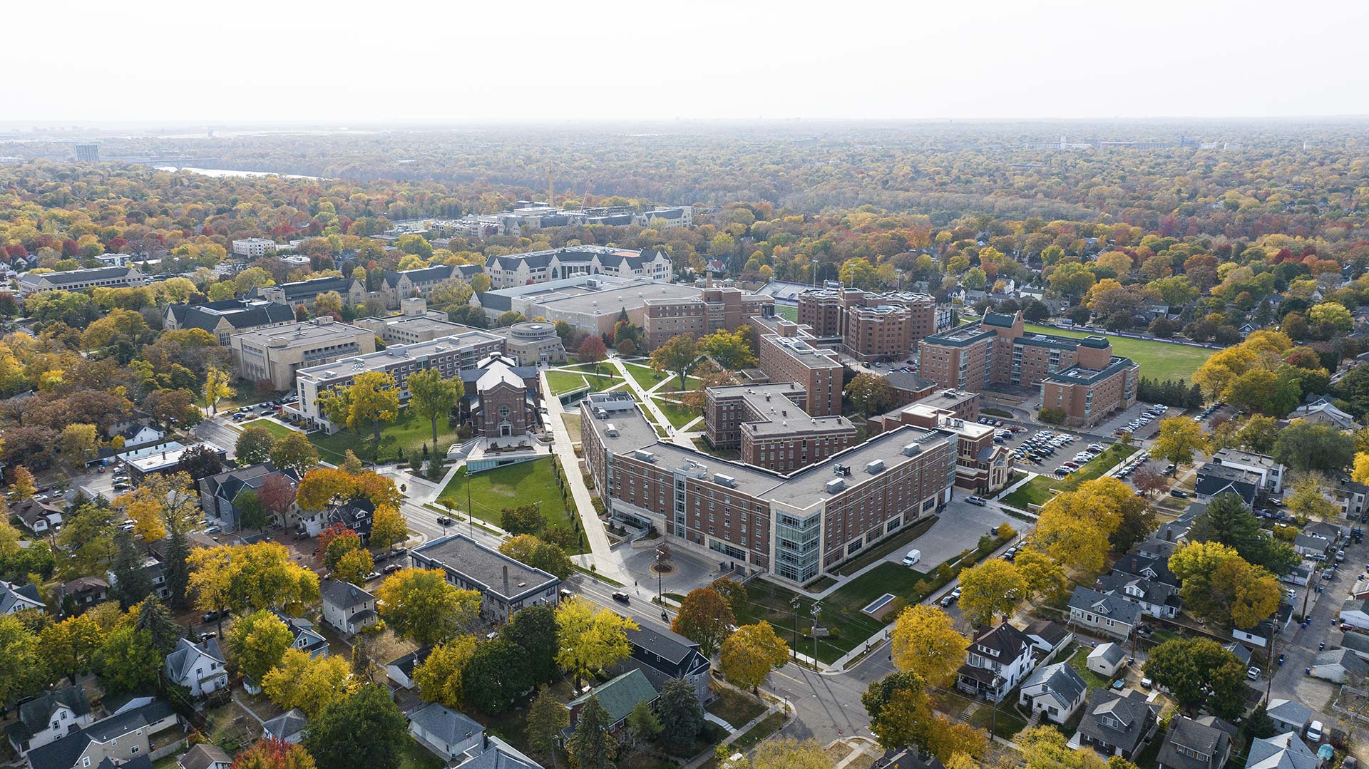 Aerial photo of St. Thomas campus