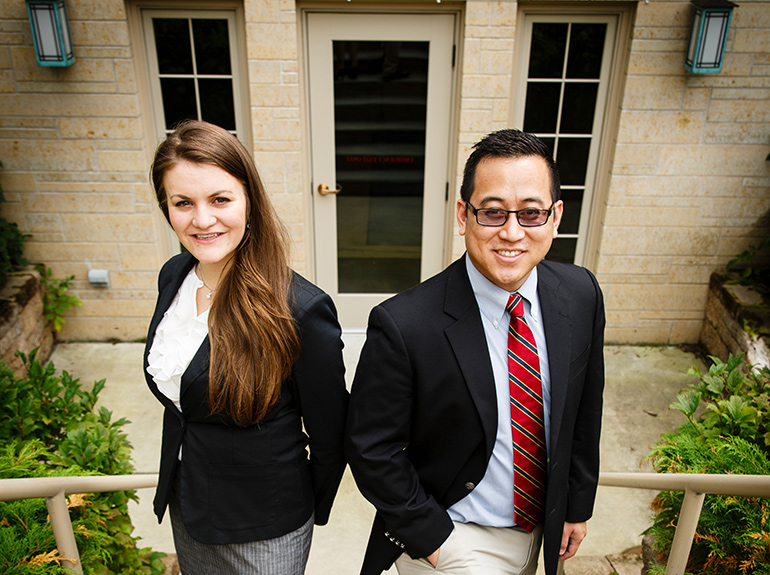 Two graduates through the Catholic Studies program and School of Law.