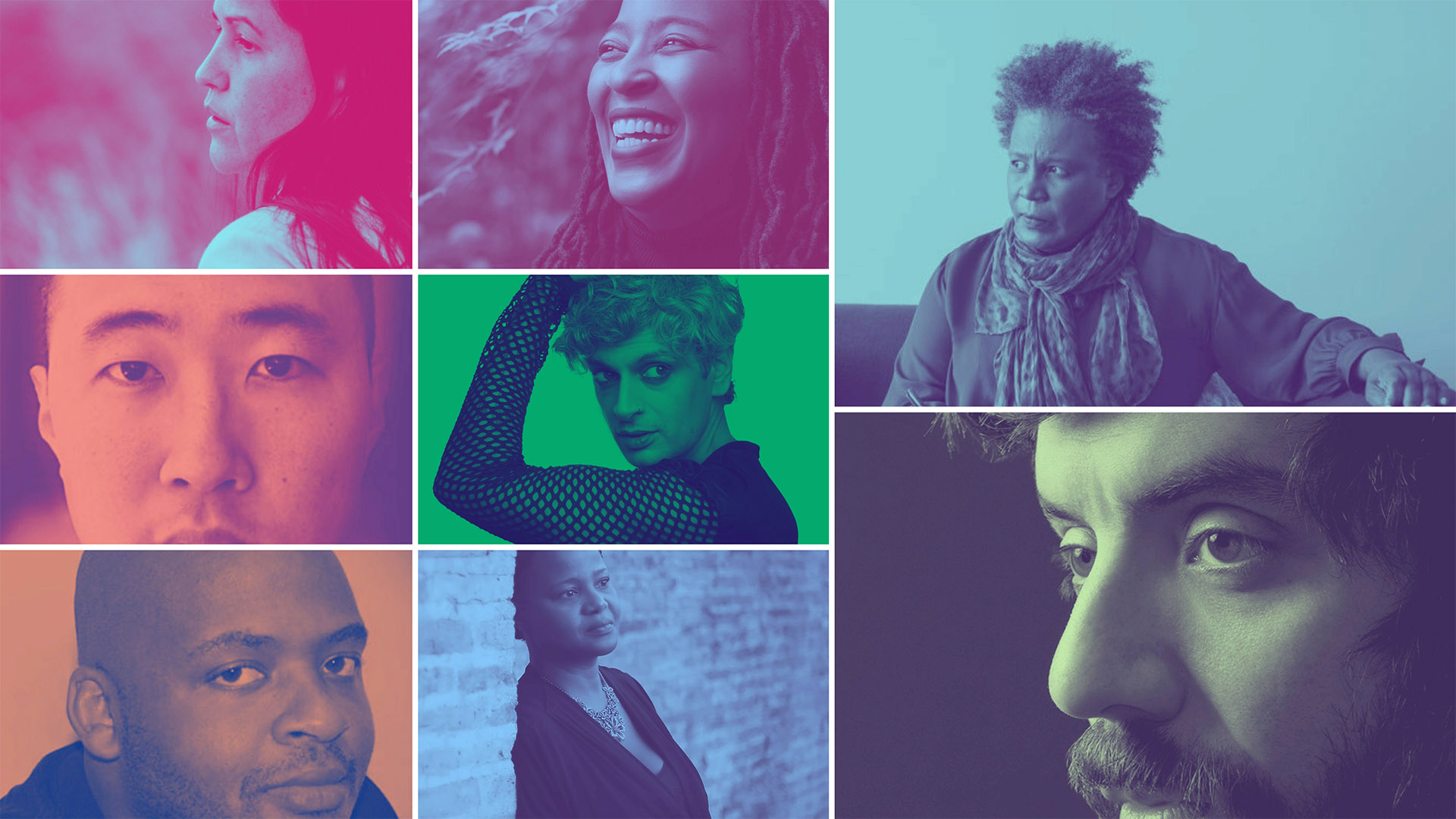 Collage of photos of past Diverse Voices visiting authors