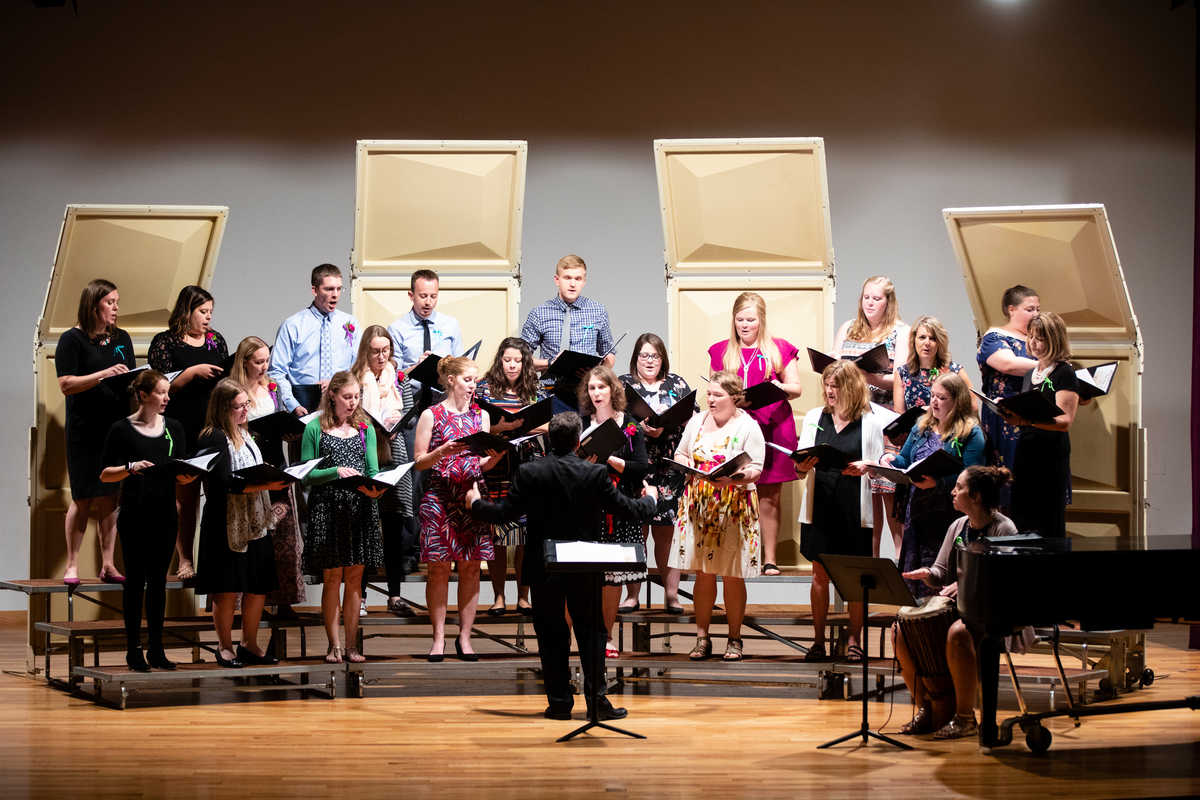 Students sing in a Kodaly concert.