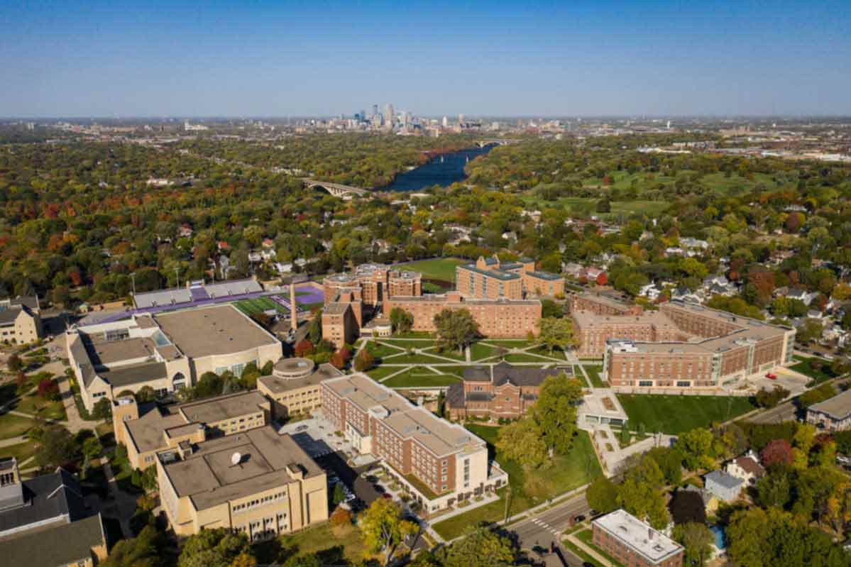 Aerial view of the north side of the St. Paul campus.
