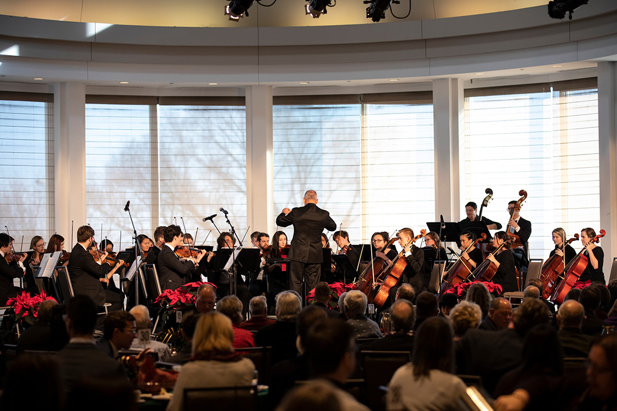 Professor Matthew George conducts the St. Thomas String Orchestra