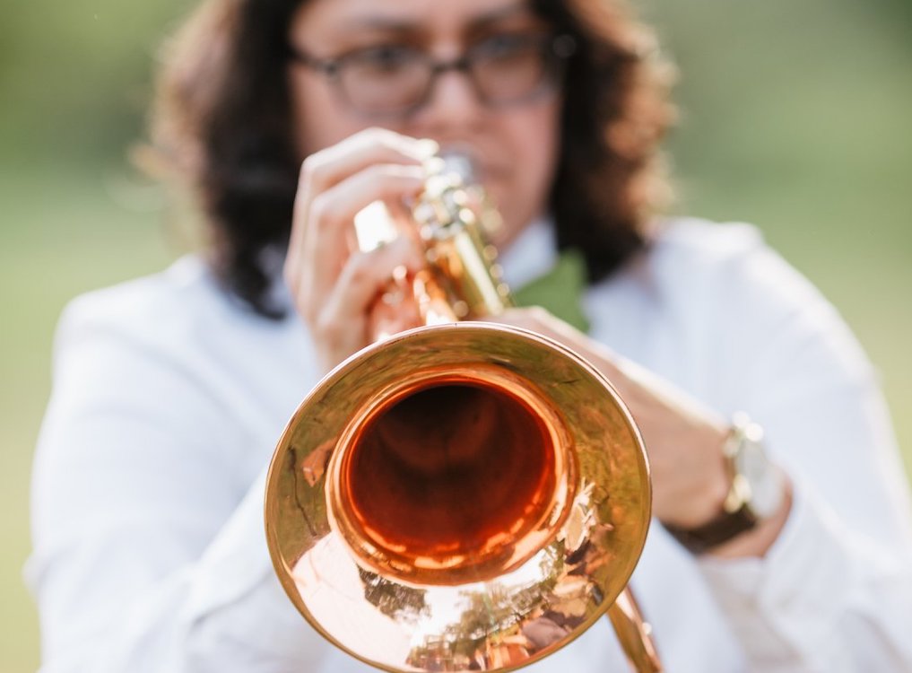 Erika Izaguirre playing trumpet